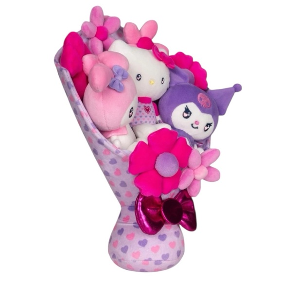 Hello Kitty My Melody Kuromi Valentine Plush Bouquet Boxed Sanrio NWT - Picture 3 of 16
